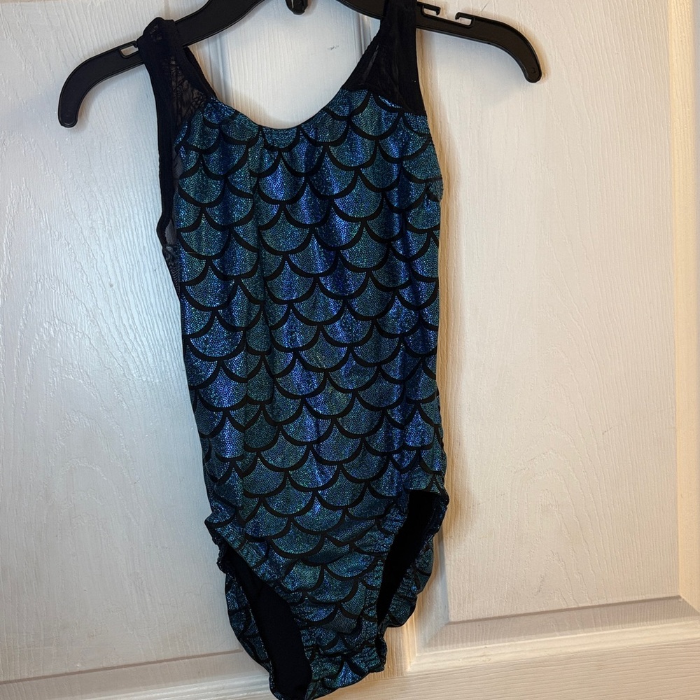 Dance/ gymnastic leotard Shimmery Blue-Green Mermaid Scale Bodysuit